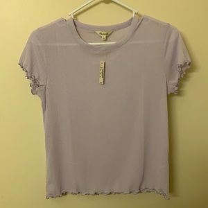 Madewell lavender sheer crop top with ruffle detailing NWT